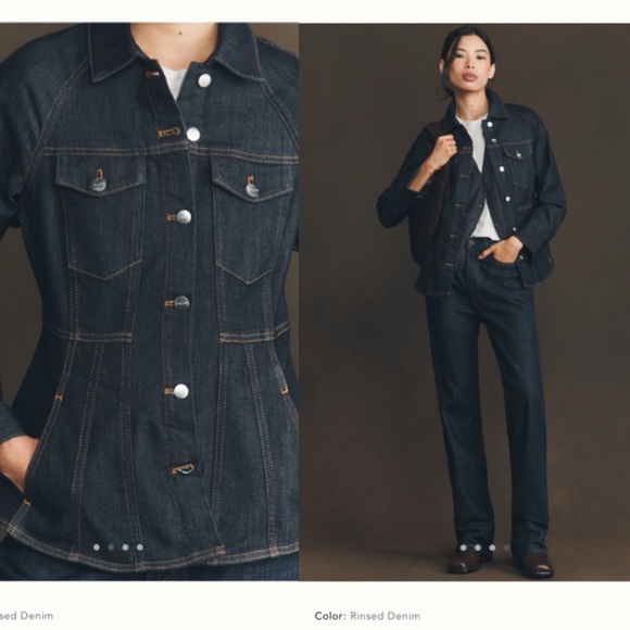 NEW! 💝ANTHRO X PILCRO Peplum Cinched Waist Denim Jacket - Picture 2 of 8